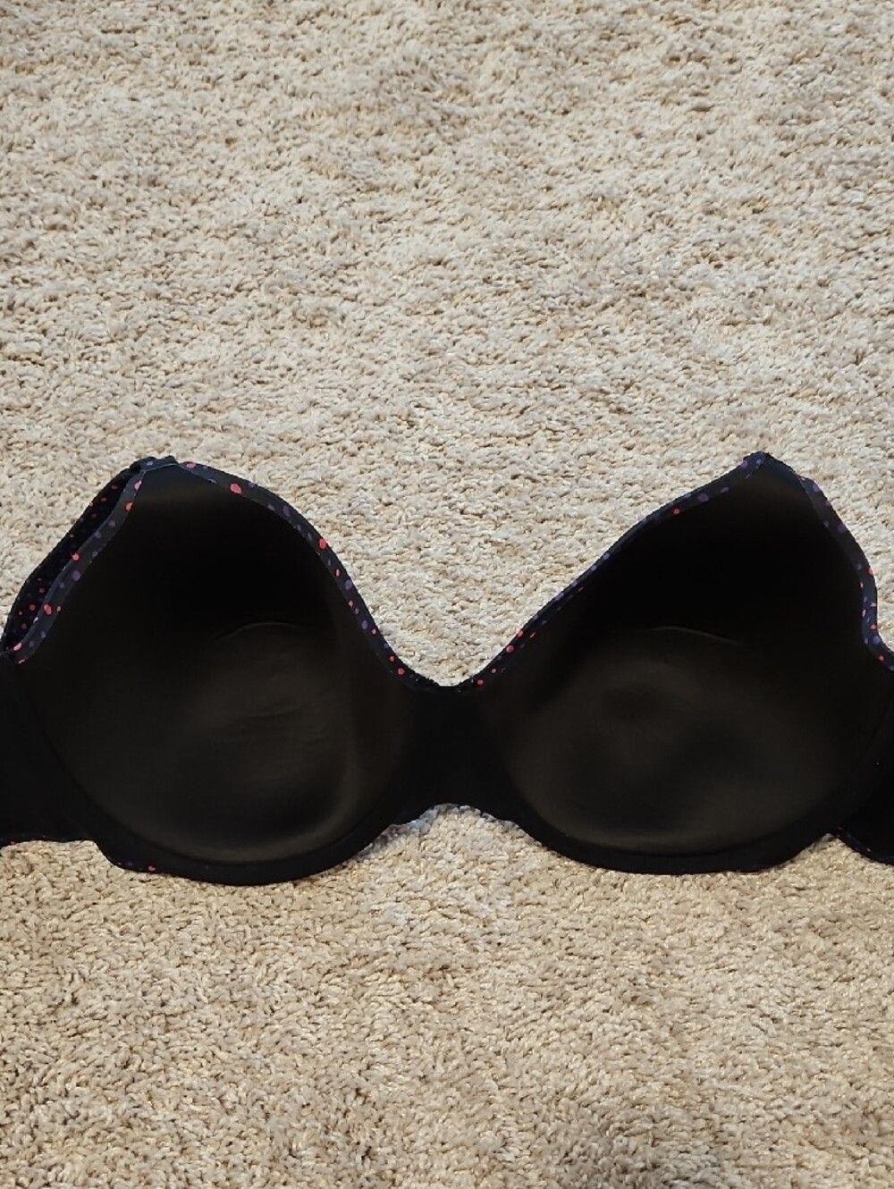 Olga Black Molded Cup Bra with Pink and Purple Polka Dots 35145 - Picture 3 of 5